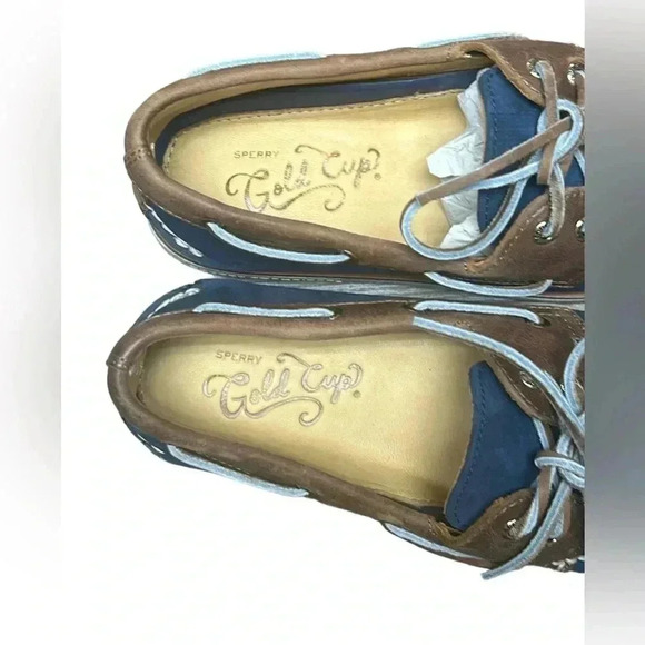 Sperry Gold Cup Authentic/Original Two Eye Nubuck - Navy/Tan Size 7.5 NWOT - Picture 4 of 11